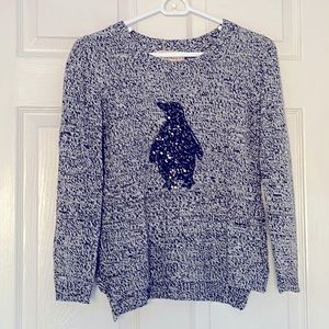 Pink Republic black heathered knit sweater with penguin design. Girls XL (16)